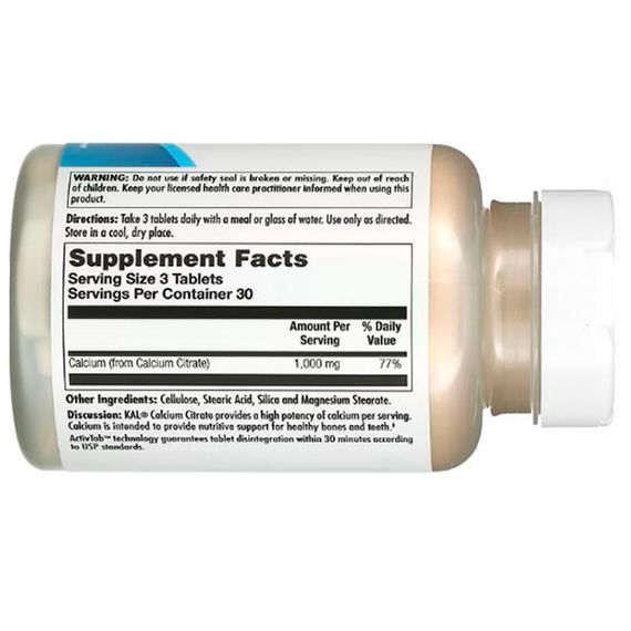 Мікроелемент Кальцій KAL Calcium Citrate 1000 mg 90 Tabs | Зображення 1
