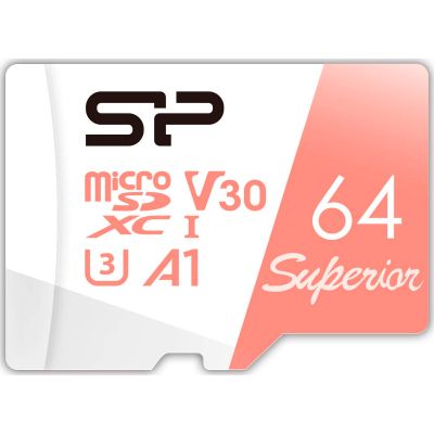 Карта памяти Silicon Power 64GB microSDXC class 10 UHS-I U3 V30 A1 Superior (SP064GBSTXDV3V20SP) | Зображення 1