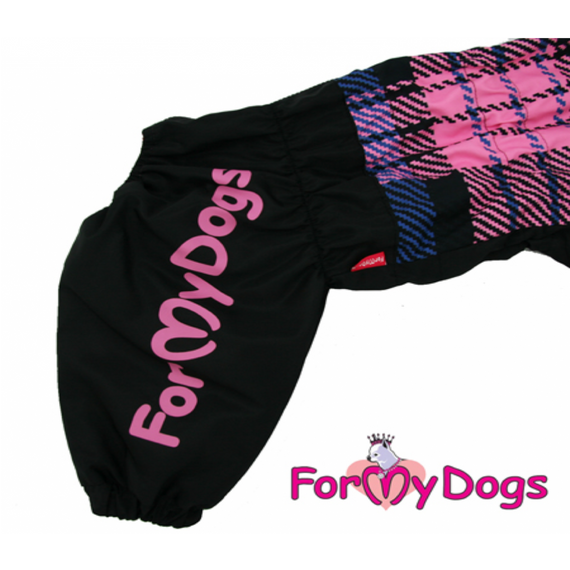 Дождевик для больших собак For My Dogs "Розовая клетка" черный | Зображення 2