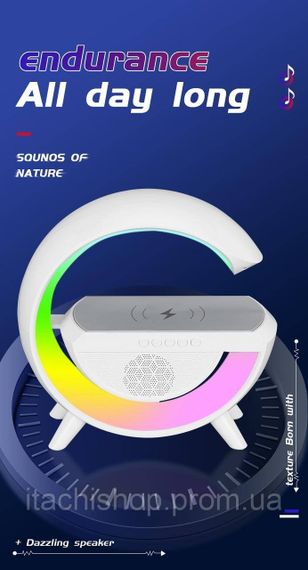 Настольная лампа, ночник RGB 3-in-1 HM-3130 Rainbow Light-Wireless Charger-Speaker с беспроводной зарядкой(24) | Зображення 3