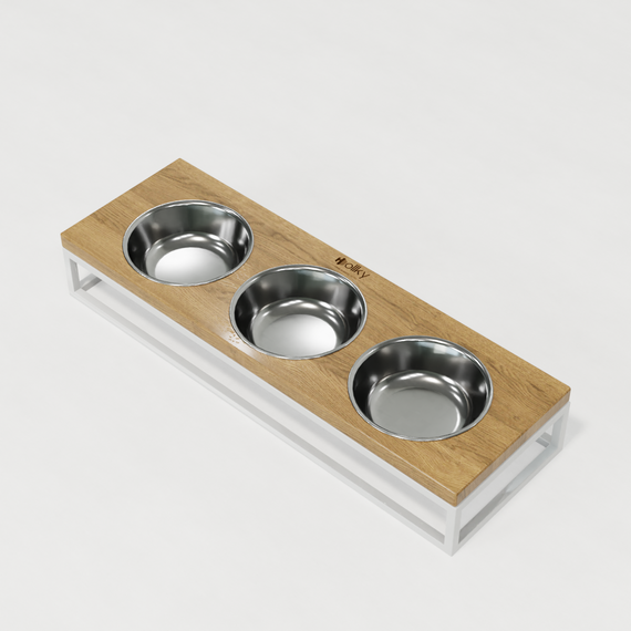 Миски на подставке для котов и маленьких собак Hollky Base Bar (3 × 0,45 л) Bar-54187-WHNT | Зображення 1