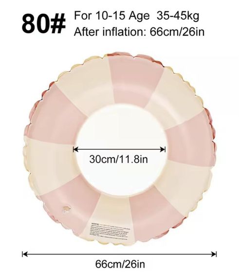 Надувне коло дитяче Біло Рожева полоса 80 розмір | Зображення 4