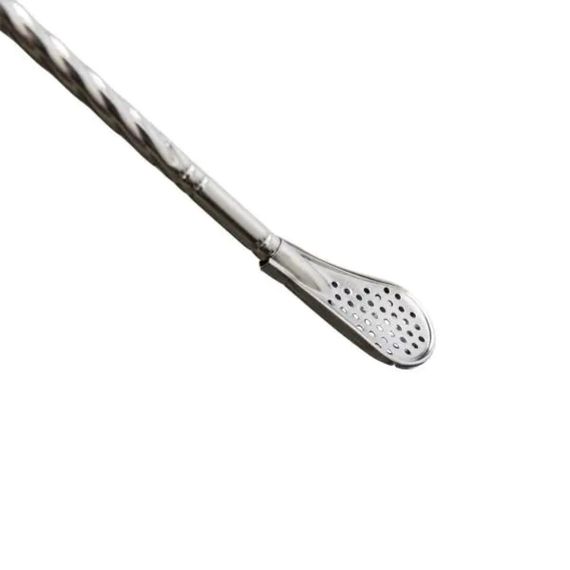 Набір багаторазових ложок-трубочок 6 шт для напоїв 19.5 см зі щіткою для миття з нержавіючої сталі Сірий HP-20-54 | Зображення 1