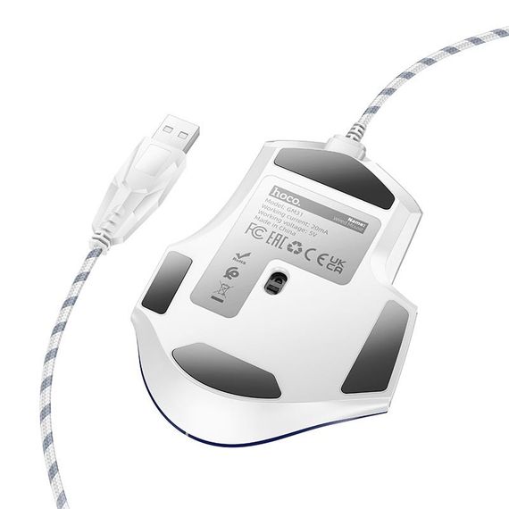 Мышь проводная Hoco GM31 Overlord luminous White / Blue | Зображення 2