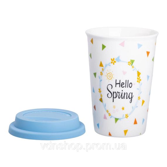 Фарфоровый стакан с силиконовой крышкой и отверстием для трубочки 420 мл RX-N240546HS | Зображення 2