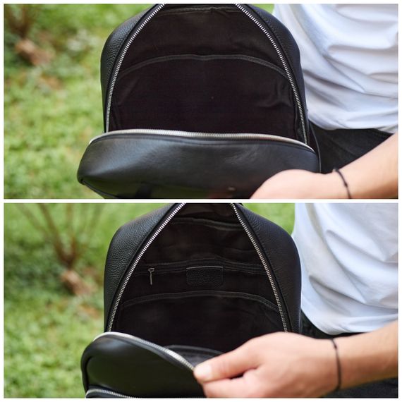 Шкіряний чоловічий рюкзак класичний чорний з натуральної шкіри якісний  Tiding Bag 78672 | Зображення 2