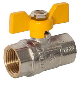 Кран кульовий 1/2" ВВ жовтий метелик,з проточкою ASСO PN40  1/39