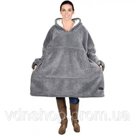 Зручний плед худі з кишенею, Плед толстовка теплий, Світшот-покривало з капюшоном HP-12 | Зображення 6