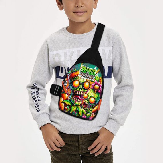Сумка через плече дитяча Рослини проти зомбі 29х17 см сумка слінг для хлопчика (02143)