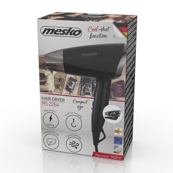 Фен для волосся Mesko MS 2264, 1400 Вт, складна ручка, дорожній, концентратор, 2 режими нагріву | Зображення 8