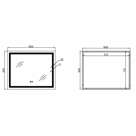 Дзеркало Qtap Cardinal (CA1) 1000х800 з LED-підсвічуванням Touch, з антизапотіванням, з димером, рег. темп. кольору (3000-6500K) | Зображення 1
