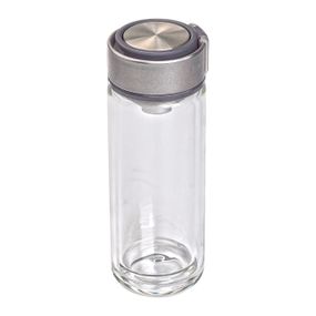 Термос скляний з подвійними стінками та ситечком 330 мл сірий HP-14-39G