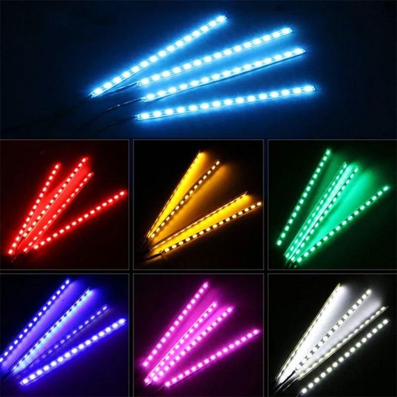 Світлодіодна RGB підсвітка в авто з пультом та світломузикою, HR-01678 / Кольорове підсвічування салону автомобіля | Зображення 5