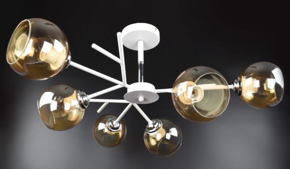 Люстра стельова на 6 лампочок 26556 Білий 34х70х70 см. | Зображення 3