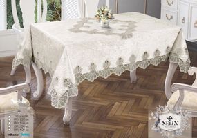 Велюровая скатерть Selin Nehir 160х300 Кремовый