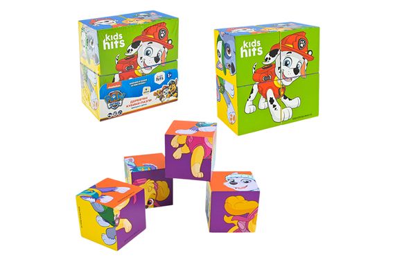 Дерев’яні кубики-пазли KidsHits Paw Patrol, у плівці 10*5*10 см