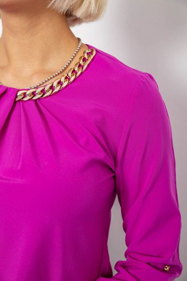 Блуза однотонна, колір фуксія, 230R306 | Зображення 4