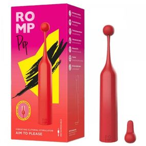 Вибратор для клитора с двумя насадками Romp Pop, красный, 14.3 х 2.4 см sexstyle