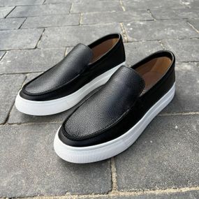 Черные кожаные мужские лоферы 42 размер