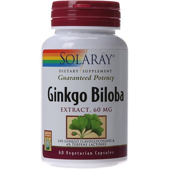 Гінко білоба Solaray Ginkgo Biloba Leaf Extract 60 mg 60 Veg Caps SOR-03600