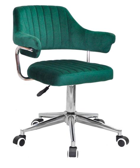 Крісло Jeff Modern Office велюр зелений B-1036 на хромованій хрестовині модерн із колесами | Зображення 4