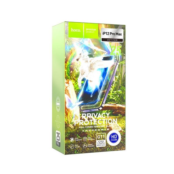 Захисне скло HOCO Full screen HD privacy protection tempered glass set for iP12 Pro Max (25PCS)(G11) Black | Зображення 1