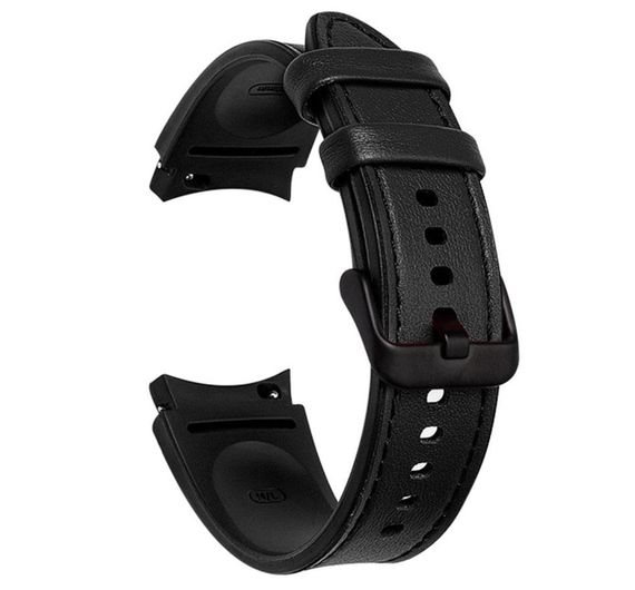 Ремешок Primolux Leather Silicone для часов Samsung Galaxy Watch 4 44mm SM-R870 - Black | Зображення 1