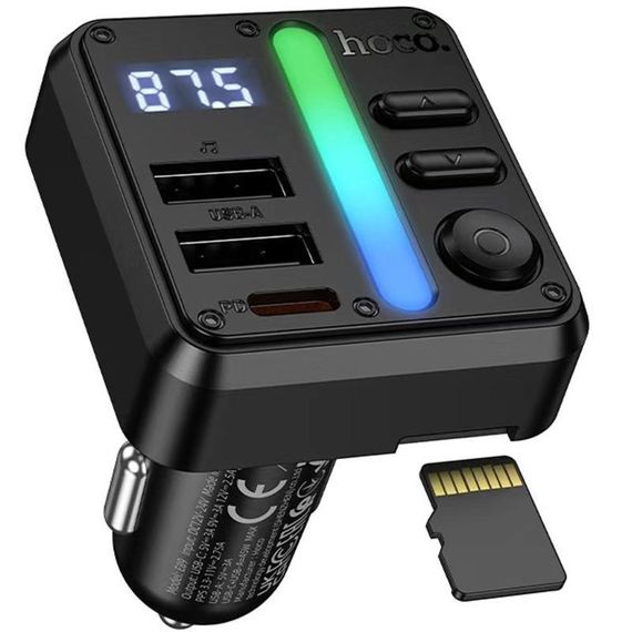 АЗП FM модулятор Hoco E89 Libre 45W (1USB-A/1C) Black | Зображення 2