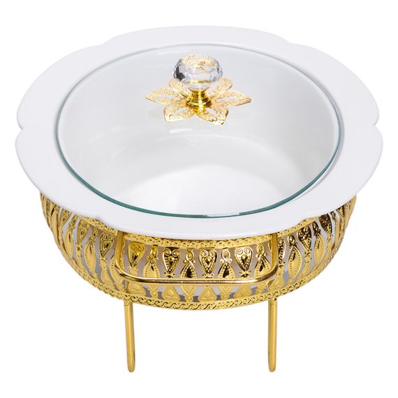 Настольная мармитница 32×23×14 (см) фарфоровая 1.2 (л) на металлической подставке HP-26-8 | Зображення 3