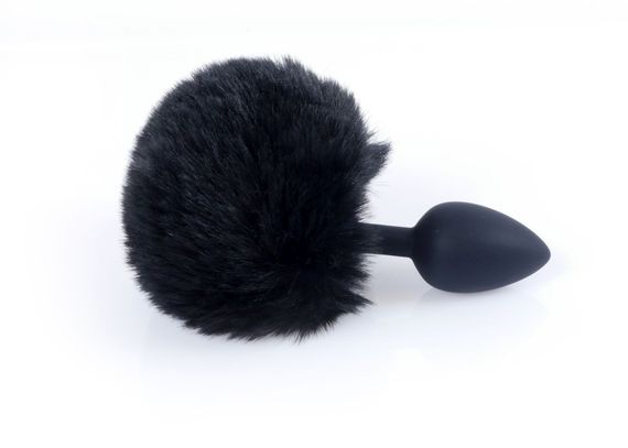 Анальна пробка - Bunny Tail Silicone Black Plug Black | Зображення 3