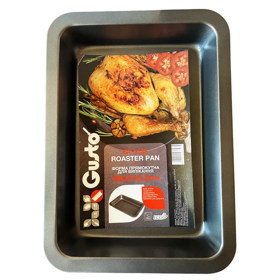 Форма прямоугольная для выпечки GUSTO GT-3138 38 x 27 x 5.2 см прочная форма с антипригарным покрытием Черный | Зображення 2