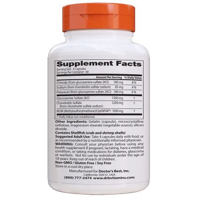 Витаминно-минеральный комплекс Doctor's Best Глюкозамин & Хондроитин & МСМ, OptiMSM, 240 капсул (DRB-00081) - | Зображення 1