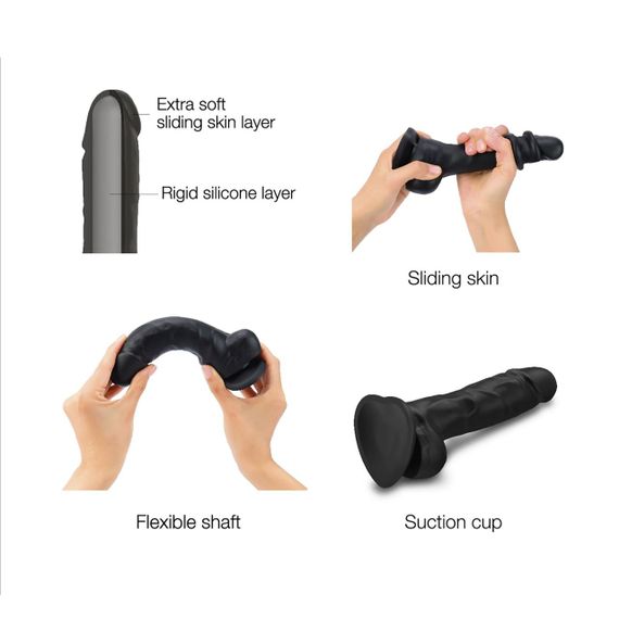 Реалистичный фаллоимитатор Strap-On-Me Sliding Skin Realistic Dildo Black XL, эффект подвижной кожи Sex Aura | Зображення 3