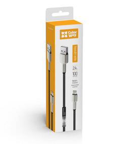 Кабель USB Lightning ColorWay CW-CBUL046-BK 2,4A 1м чорний