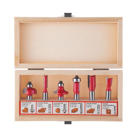 Набір фрез для деревини, 6 од. INTERTOOL HT-0072 | Зображення 1