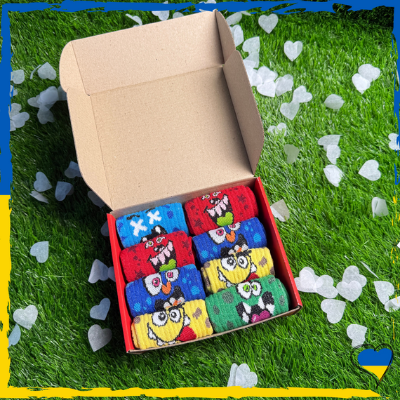 Набір шкарпеток у коробці 8 пар з монстриками 28-32р