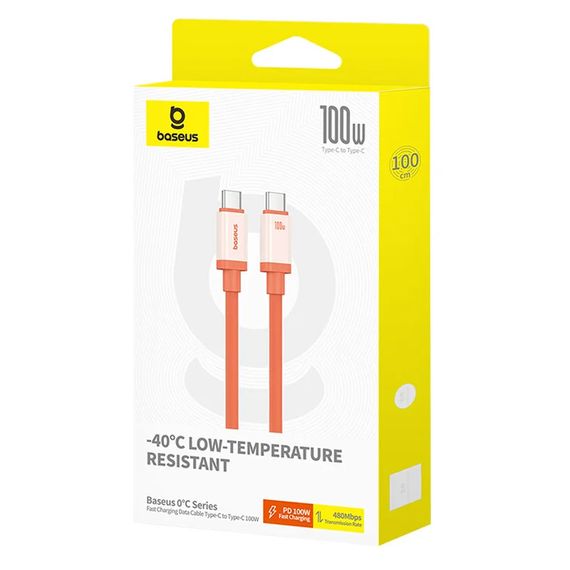 Дата кабель Baseus 0°C Series Fast Charging Type-C to Type-C 100W (1m) (P10368800731) Canyon Coral | Зображення 4