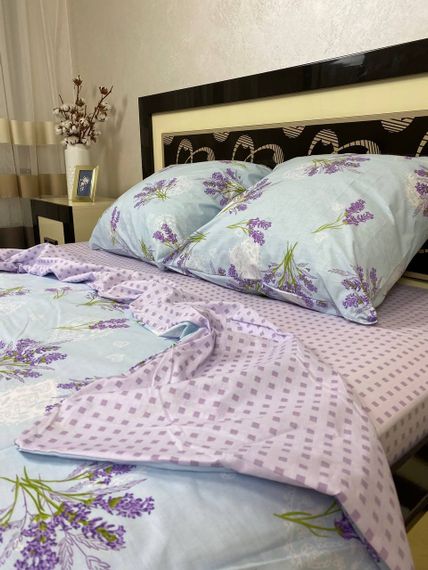 Комплект постельного белья Soft евро 200х220 см цветы Лаванда | Зображення 2