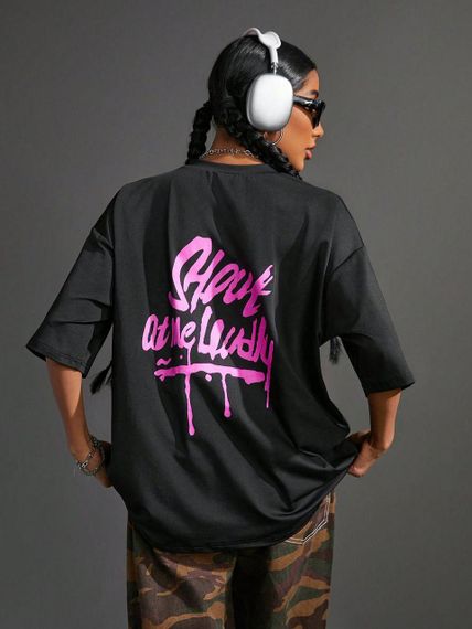 Футболка жіноча з принтом повсякденна L Чорний