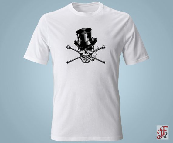 Футболка з принтом Череп у чорному цілері. M