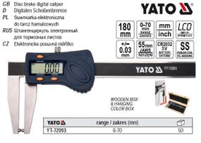 Штангенциркуль елетронний YATO Польща для гальмівних дисків l=180±0,03 мм губки55 мм YT-72093
