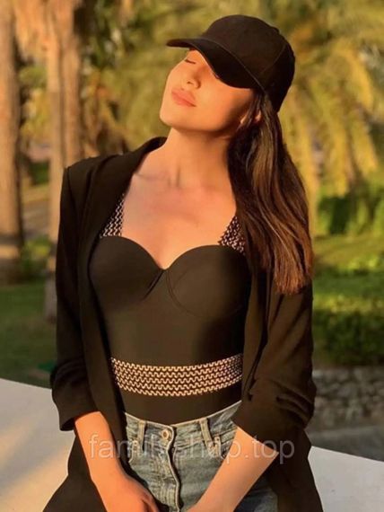 Женский слитный купальник с плотной чашкой с широкими бретелями, MBc234, цвет черный, размер S | Зображення 3