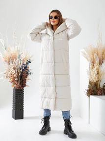 Подовжена зимова куртка-пуховик арт.А-520, молоко