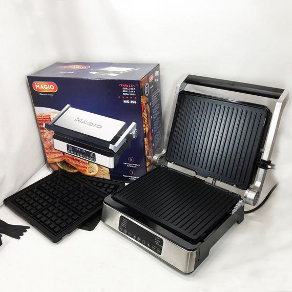 Гриль решетка для жарки мяса Magio MG-356 2400 Вт, Настольный гриль с прижимом, Домашняя бутербродницы NK-64 | Зображення 8