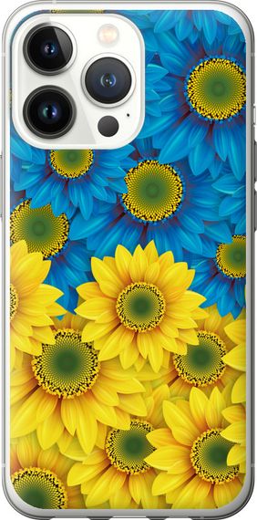 Чехол на iPhone 13 Pro Жёлто-голубые цветы "1048u-2372-17620"