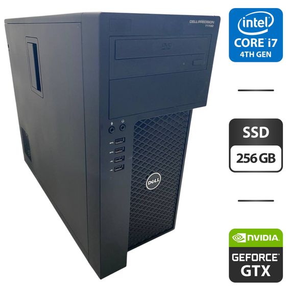 Робоча станція Dell Precision T1700 Tower / Intel Core i7-4790 (4 (8) ядра по 3.6 - 4.0 GHz) / 16 GB DDR3 / 256 GB SSD / nVidia GeForce GTX 650 Ti, 1 GB GDDR5, 128-bit / DVD-ROM б/в