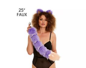 Анальний хвіст зі стрічкою без пробки, Фіолетовий з персиковим кінчиком, OKOVA 60 см. sexstyle