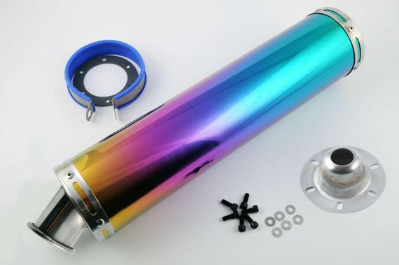 Глушник (тюнінг) 420*100mm, креп. Ø78mm   (нержавейка, радуга)