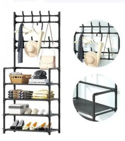 Портативна стійка для верхнього одягу, Вішалка з гачками для взуття та речей   знижка