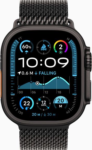 Смарт-годинник Apple Watch Ultra 2 GPS + Cellular 49mm Black Titanium Case w. Black Titanium Milanese Loop - M (MX5U3) | Зображення 1